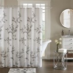 Gray And White Bathroom Shower Curtain